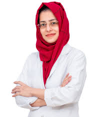 Lady Doctor in white overall and red scarf